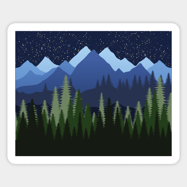 Forest and Mountains Sticker by Kyarwon